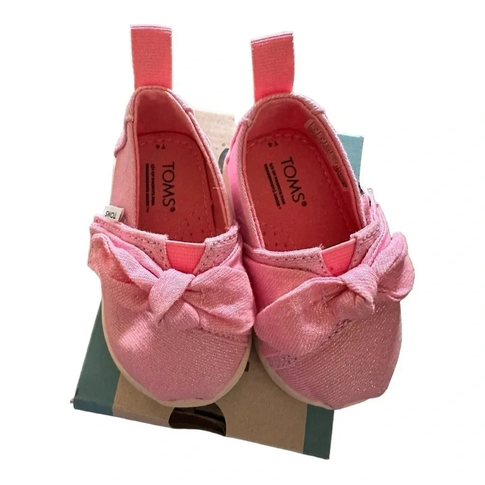 Tiny Alpargata Twill Glimmer Bow Shoe size 4